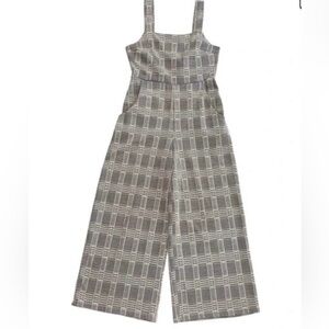 FREE PEOPLE open/tie back plaid  jumpsuit wide leg cropped stretch Size 2